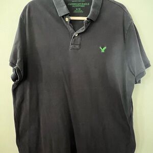 American Eagle Outfitters Men's Black Polo Shirt